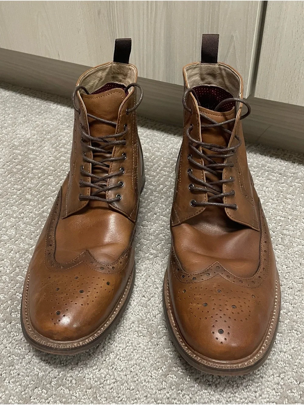 Aston Grey Erane Wingtip Chukka Boots Men’s 12 Cognac Leather